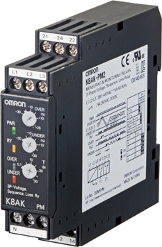 Omron K8AK-PM Relais triphasé, tension, séquence de phase, perte de phase