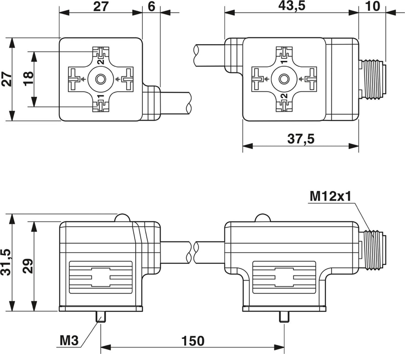 Phoenix Contact SAC-M12MS/A-L-S/0,15PUR/A-L-S