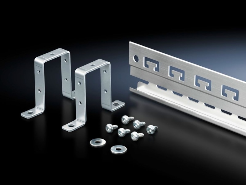 Rail for EMC shielding bracket and strain relief